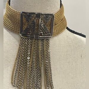 Vintage gold and silver collar with chains!!